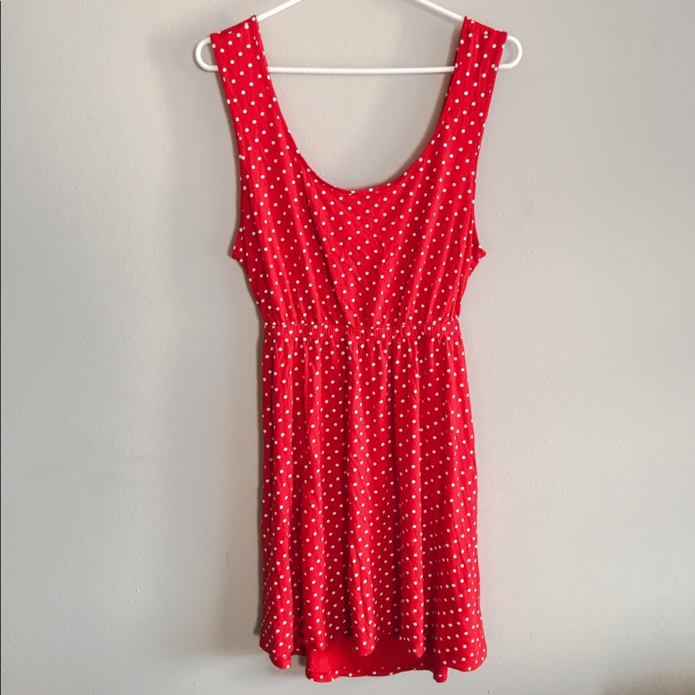Tulle crimson polka dot dress
